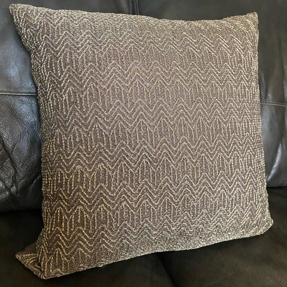 Donna Karan Textured Brown Accent Pillow
